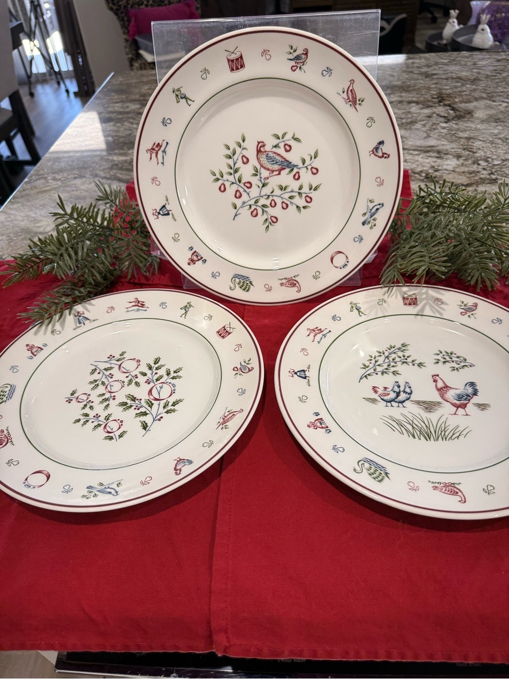 Johnson Brothers TWELVE DAYS OF CHRISTMAS porcelain dinner plates.